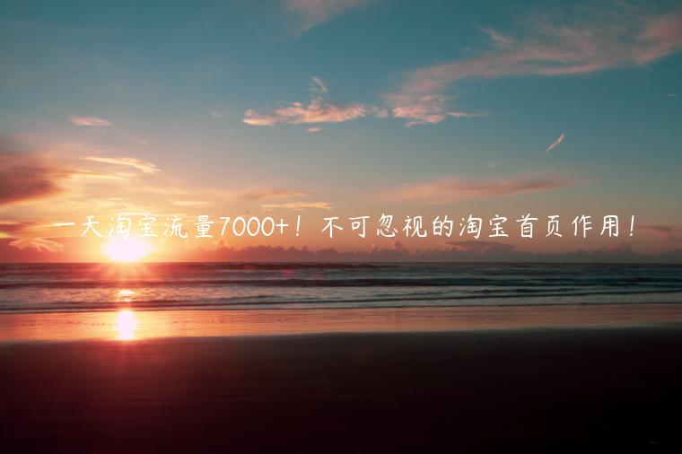 一天淘寶流量7000+！不可忽視的淘寶首頁作用！